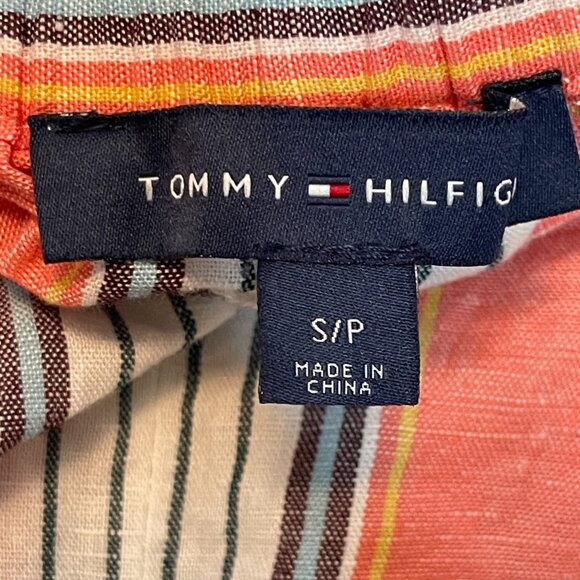 Tommy Hilfiger Women Retro Striped Coastal Preppy Linen Blend Cropped Pant S - Picture 7 of 11